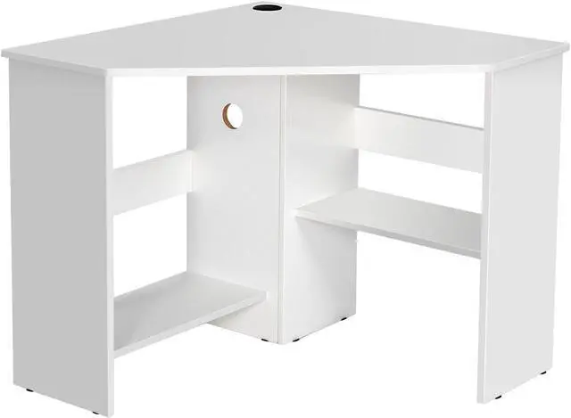 Main image of SlickBlue Corner Computer Desk Triangle Writing Workstation with Storage Shelf