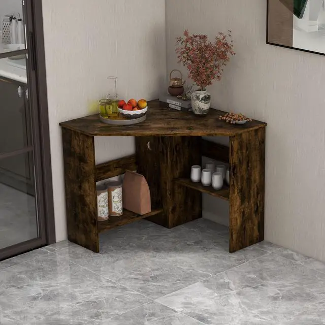 Alt view image 4 of 7 - SlickBlue Corner Computer Desk Triangle Writing Workstation with Storage Shelf