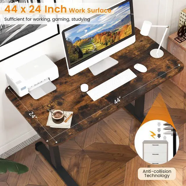 Alt view image 5 of 7 - SlickBlue Electric Standing Desk Adjustable Stand up Computer Desk Anti-collision