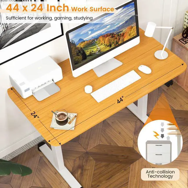 Alt view image 5 of 7 - SlickBlue Electric Standing Desk Adjustable Stand up Computer Desk Anti-collision