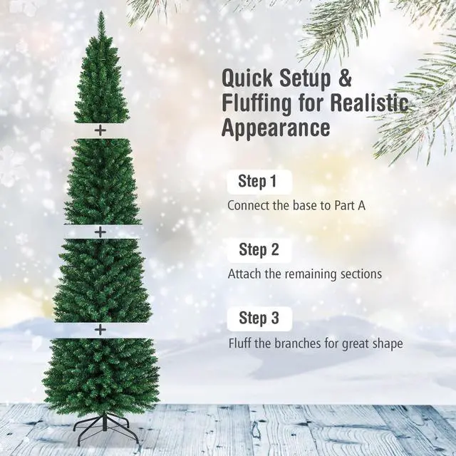 Alt view image 6 of 7 - SlickBlue PVC Artificial Slim Pencil Christmas Tree-8 ft