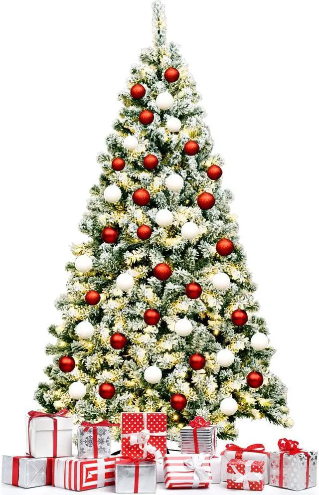 Alt view image 3 of 7 - SlickBlue 6 Feet Pre-Lit Premium Snow Flocked Hinged Artificial Christmas Tree