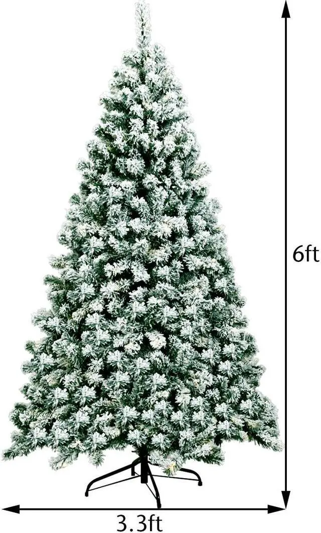 Alt view image 5 of 7 - SlickBlue 6 Feet Pre-Lit Premium Snow Flocked Hinged Artificial Christmas Tree