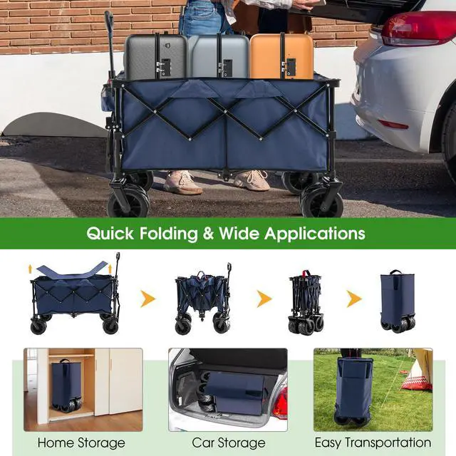 Alt view image 3 of 7 - SlickBlue Folding Utility Garden Cart with Wide Wheels and Adjustable Handle