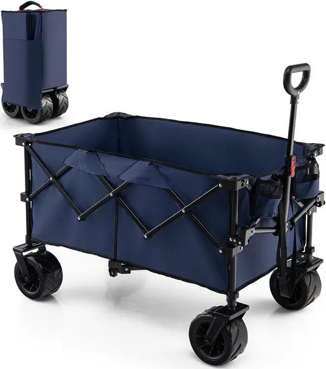 Alt view image 7 of 7 - SlickBlue Folding Utility Garden Cart with Wide Wheels and Adjustable Handle