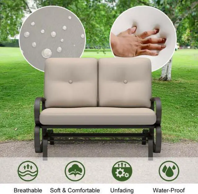 Alt view image 3 of 3 - SlickBlue Outdoor Patio Cushioned Rocking Bench Loveseat