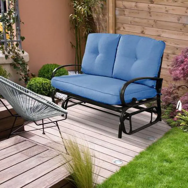 Alt view image 2 of 3 - SlickBlue Outdoor Patio Cushioned Rocking Bench Loveseat