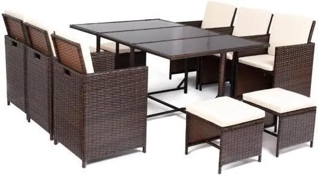 Main image of SlickBlue 11 pcs Outdoor Patio Dining Rattan Wicker Furniture Set