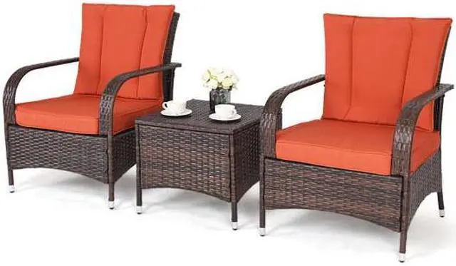 Main image of SlickBlue 3PCS Outdoor Patio Rattan Wicker Furniture Set-Orange