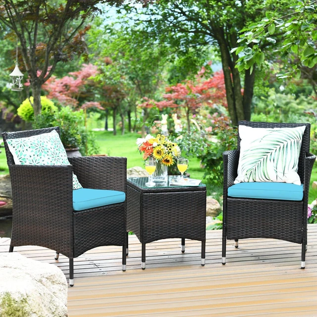 Alt view image 7 of 7 - SlickBlue 3 Pcs Outdoor Rattan Wicker Furniture Set