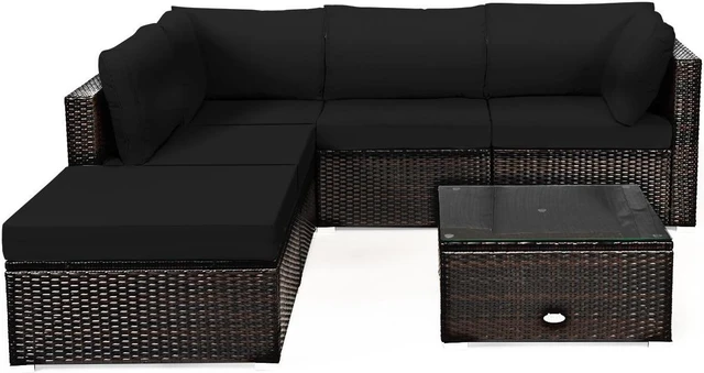 Main image of SlickBlue 6 Pieces Outdoor Patio Rattan Sectional Sofa Set with Coffee Table