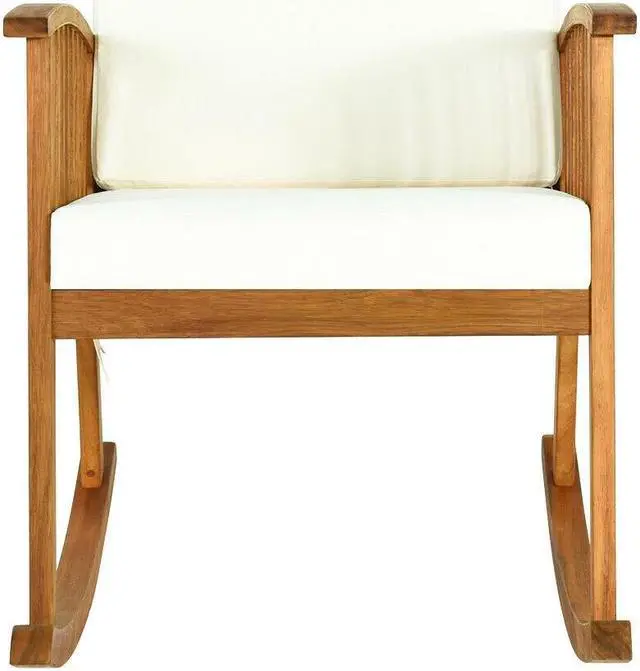 Alt view image 2 of 7 - SlickBlue Outdoor Acacia Wood Rocking Chair with Detachable Washable Cushions