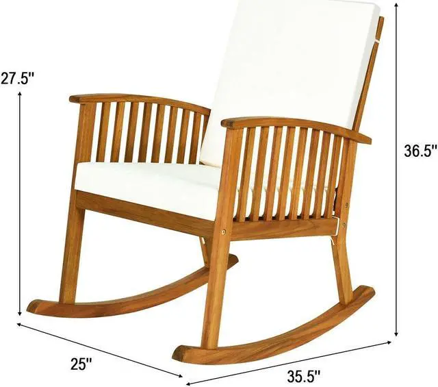 Alt view image 5 of 7 - SlickBlue Outdoor Acacia Wood Rocking Chair with Detachable Washable Cushions