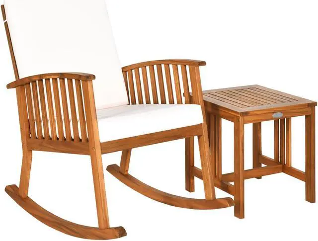 Main image of SlickBlue 2 Pieces Acacia Wood Patio Rocking Chair Table Set