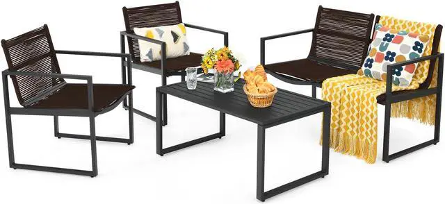 Alt view image 3 of 7 - SlickBlue 4 Pieces Patio Furniture Conversation Set with Sofa Loveseat
