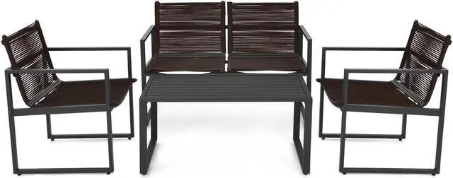 Main image of SlickBlue 4 Pieces Patio Furniture Conversation Set with Sofa Loveseat