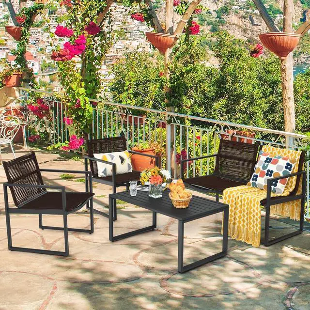 Alt view image 7 of 7 - SlickBlue 4 Pieces Patio Furniture Conversation Set with Sofa Loveseat