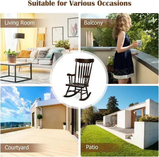 Alt view image 6 of 7 - SlickBlue Rocking Chair with Solid Wooden Frame for Garden and Patio