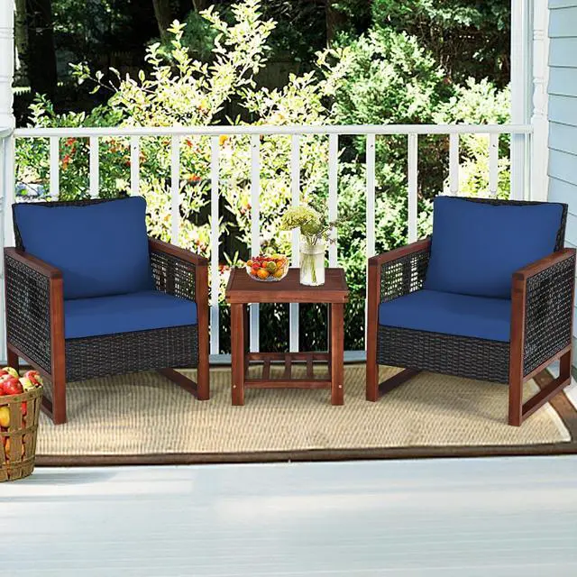 Alt view image 4 of 7 - SlickBlue 3 Pieces Acacia Wood Patio Furniture Set with Coffee Table