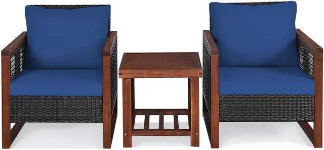 Alt view image 3 of 7 - SlickBlue 3 Pieces Acacia Wood Patio Furniture Set with Coffee Table