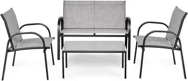 Main image of SlickBlue 4 Pieces Patio Furniture Set with Glass Top Coffee Table