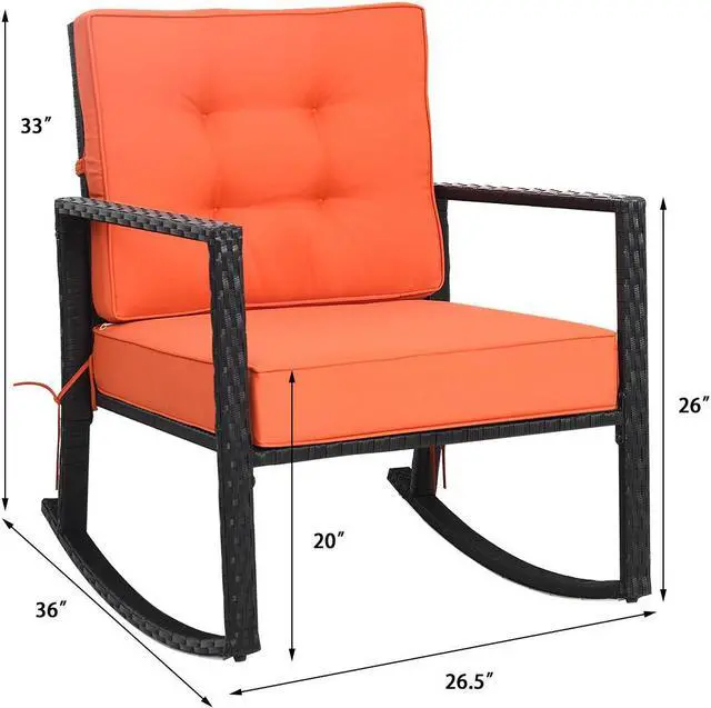 Alt view image 4 of 7 - SlickBlue Patio Rattan Rocker Outdoor Glider Rocking Chair Cushion Lawn