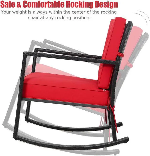 Alt view image 5 of 7 - SlickBlue Patio Rattan Rocker Outdoor Glider Rocking Chair Cushion Lawn