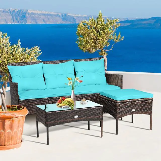 Alt view image 2 of 7 - SlickBlue 3 Pieces Patio Furniture Sectional Set with 5 Cozy Seat and Back Cushions