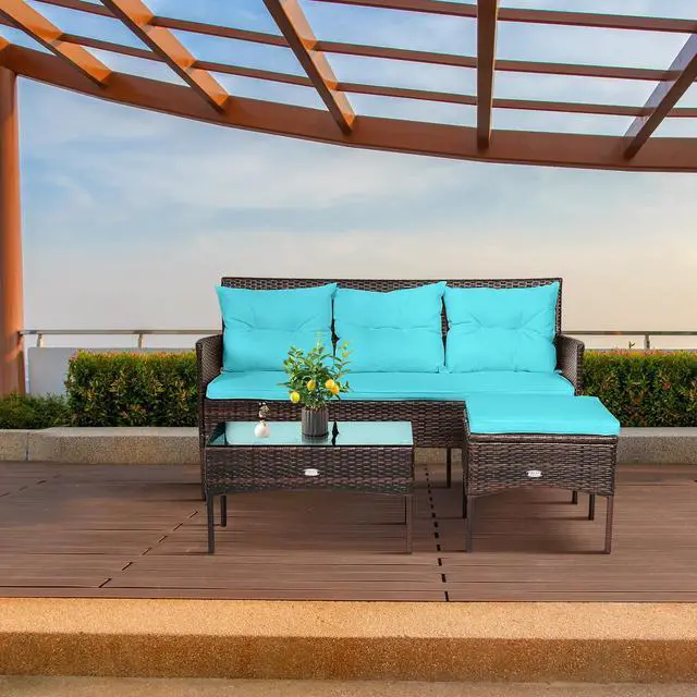 Alt view image 6 of 7 - SlickBlue 3 Pieces Patio Furniture Sectional Set with 5 Cozy Seat and Back Cushions