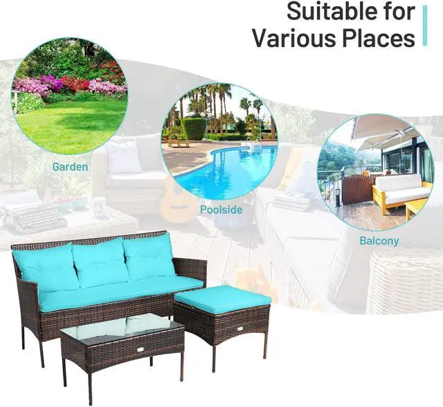 Alt view image 5 of 7 - SlickBlue 3 Pieces Patio Furniture Sectional Set with 5 Cozy Seat and Back Cushions