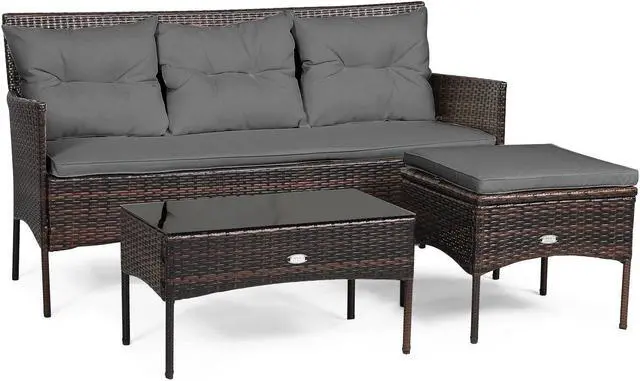 Main image of SlickBlue 3 Pieces Patio Furniture Sectional Set with 5 Cozy Seat and Back Cushions
