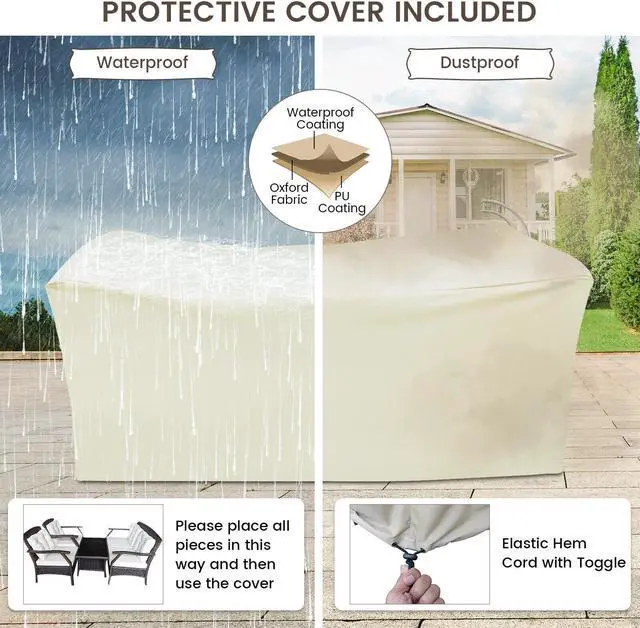 Alt view image 7 of 7 - SlickBlue 4 Pieces Outdoor Rattan Conversation Set with Protective Cover