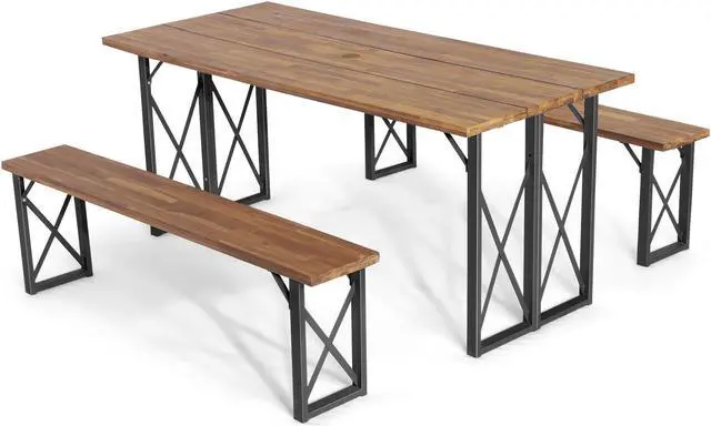 Main image of SlickBlue 6-Person Outdoor Patio Dining Table Set with 2 Inch Umbrella Hole