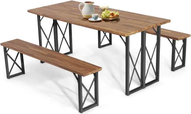 Alt view image 7 of 7 - SlickBlue 6-Person Outdoor Patio Dining Table Set with 2 Inch Umbrella Hole