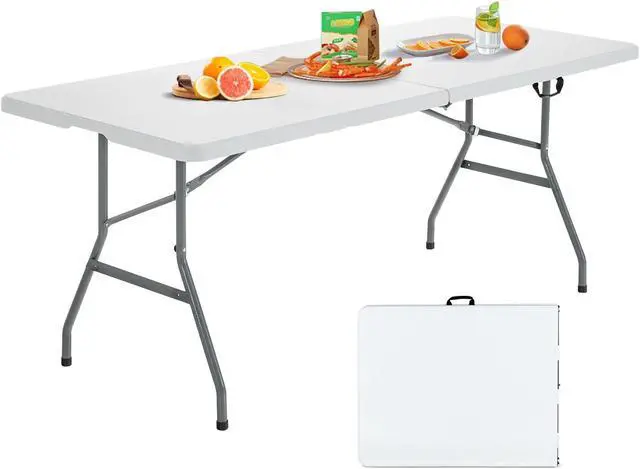 Alt view image 6 of 7 - SlickBlue Portable Folding Camping Table with Carrying Handle for Picnic-White