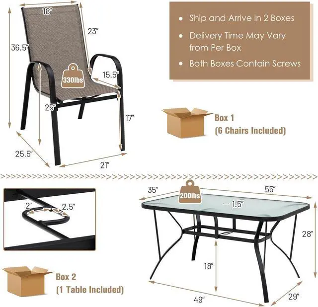 Alt view image 5 of 7 - SlickBlue 7-Piece Patio Dining Set with 6 Stackable Chairs