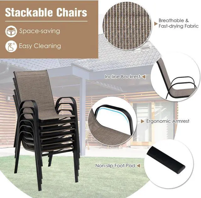 Alt view image 6 of 7 - SlickBlue 7-Piece Patio Dining Set with 6 Stackable Chairs