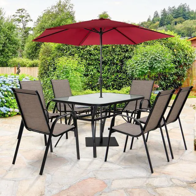 Alt view image 7 of 7 - SlickBlue 7-Piece Patio Dining Set with 6 Stackable Chairs