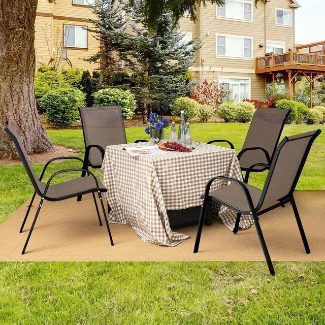 Alt view image 3 of 7 - SlickBlue 4 Pieces Stack-able Patio Dining Chairs Set with Armrest