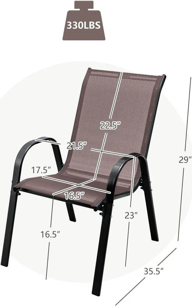 Alt view image 5 of 7 - SlickBlue 4 Pieces Stack-able Patio Dining Chairs Set with Armrest