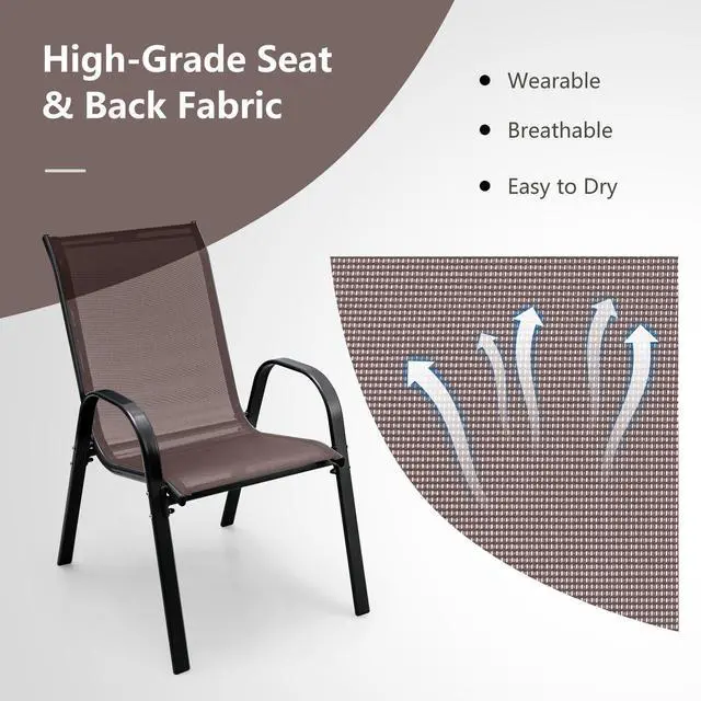 Alt view image 6 of 7 - SlickBlue 4 Pieces Stack-able Patio Dining Chairs Set with Armrest