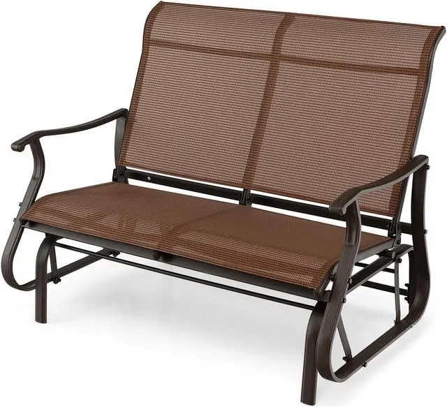 Alt view image 2 of 7 - SlickBlue 2-Person Patio Glider Bench with High Back and Curved Armrests