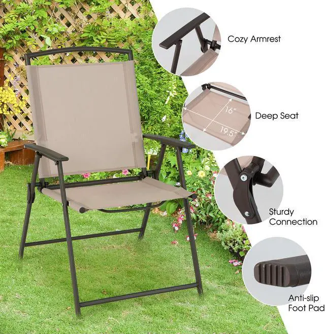 Alt view image 2 of 7 - SlickBlue Set of 2 Patio Dining Chairs with Armrests and Rustproof Steel Frame