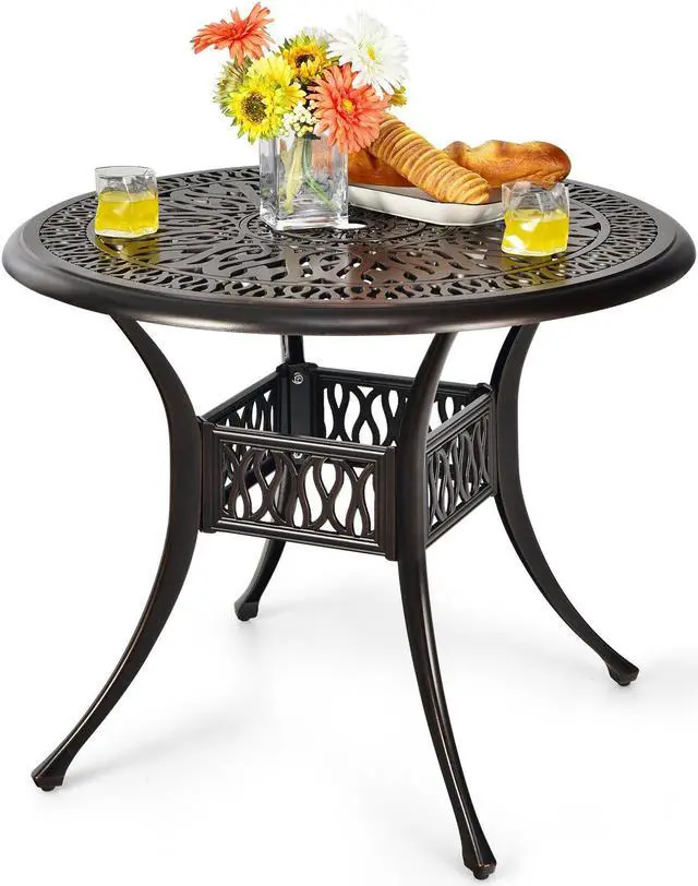 Alt view image 5 of 7 - SlickBlue Patio Round Dining Bistro Table with Umbrella Hole