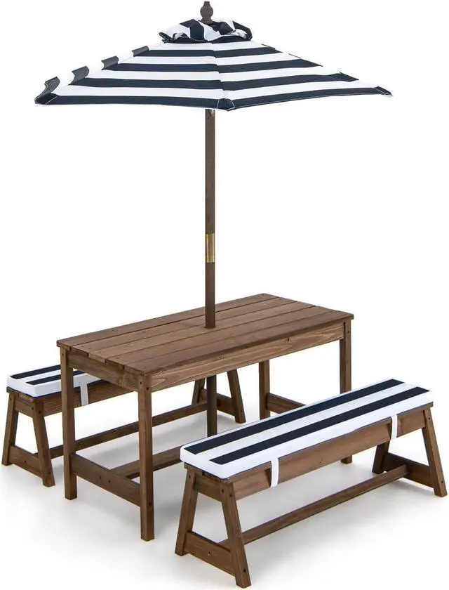 Main image of SlickBlue Kids Picnic Table and Bench Set with Cushions and Height Adjustable Umbrella