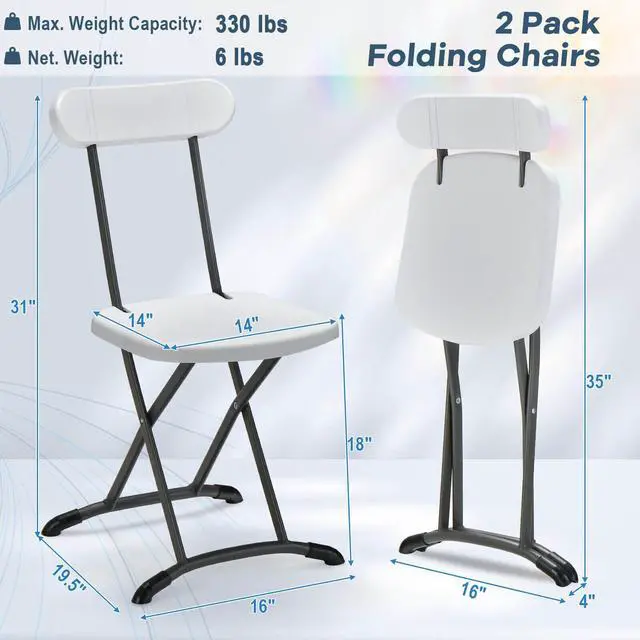 Alt view image 2 of 7 - SlickBlue 2 Pieces Outdoor Folding Chair Set with Sturdy Frame and Ergonomic Backrest