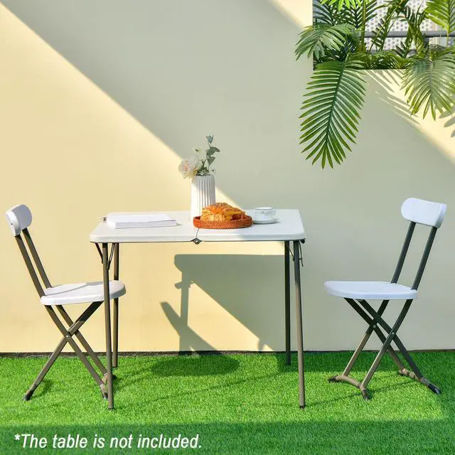 Alt view image 3 of 7 - SlickBlue 2 Pieces Outdoor Folding Chair Set with Sturdy Frame and Ergonomic Backrest