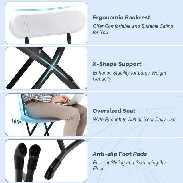 Alt view image 7 of 7 - SlickBlue 2 Pieces Outdoor Folding Chair Set with Sturdy Frame and Ergonomic Backrest