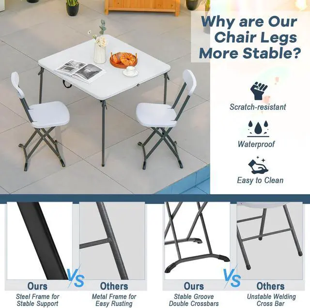 Alt view image 6 of 7 - SlickBlue 2 Pieces Outdoor Folding Chair Set with Sturdy Frame and Ergonomic Backrest