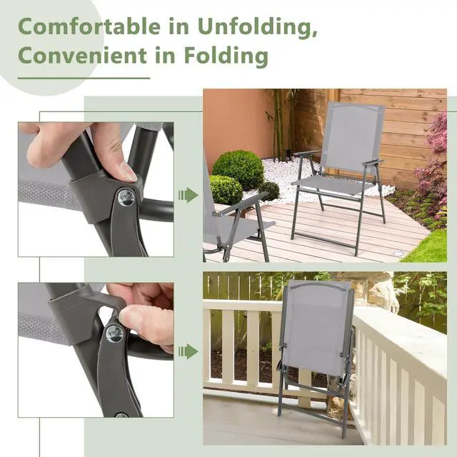 Alt view image 6 of 7 - SlickBlue Set of 4 Patio Folding Chair Set with Rustproof Metal Frame